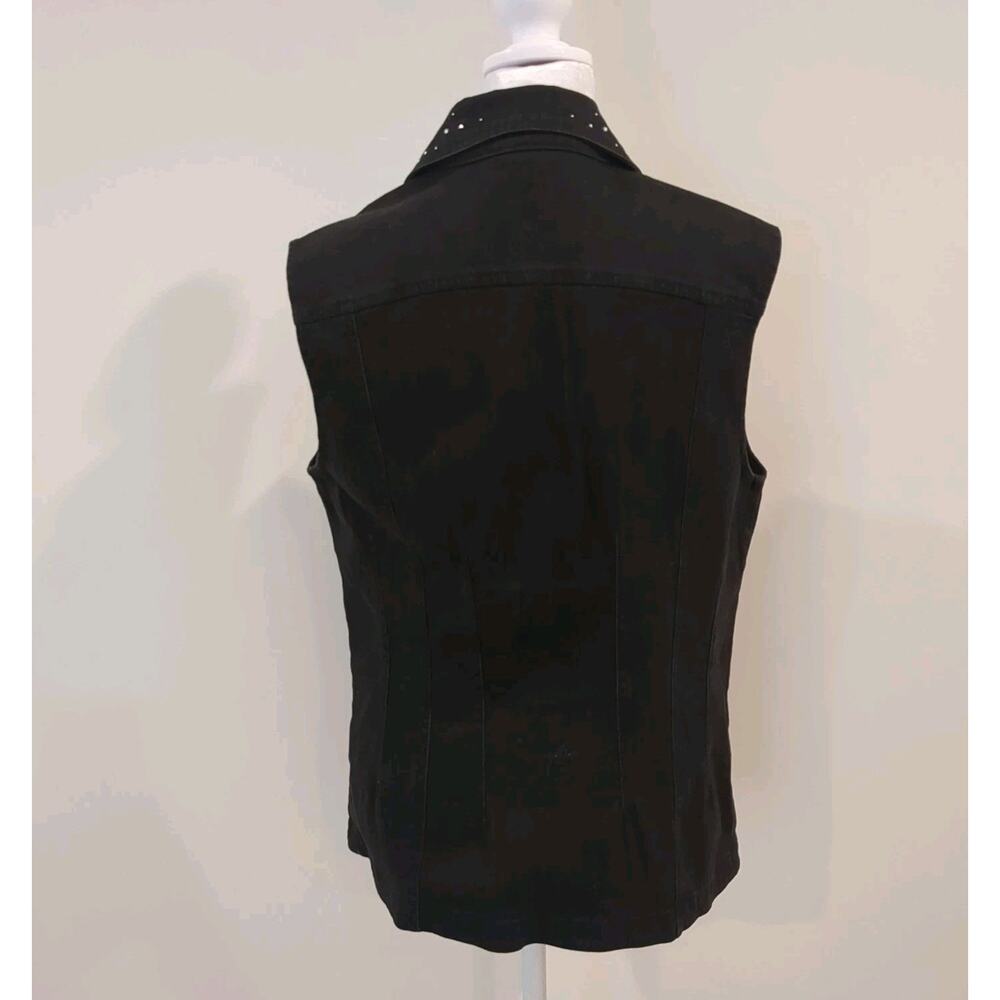 Christine Alexander Black Denim Bling Vest Crystal Rhinestones Studs Large - Picture 6 of 13